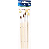 TSI 49106 - Juego de Pinceles Escolares (6 Piezas- Pincel de Pelo 2- 4- 6- 10- Pincel de cerdas 8-12- Mango Natural)